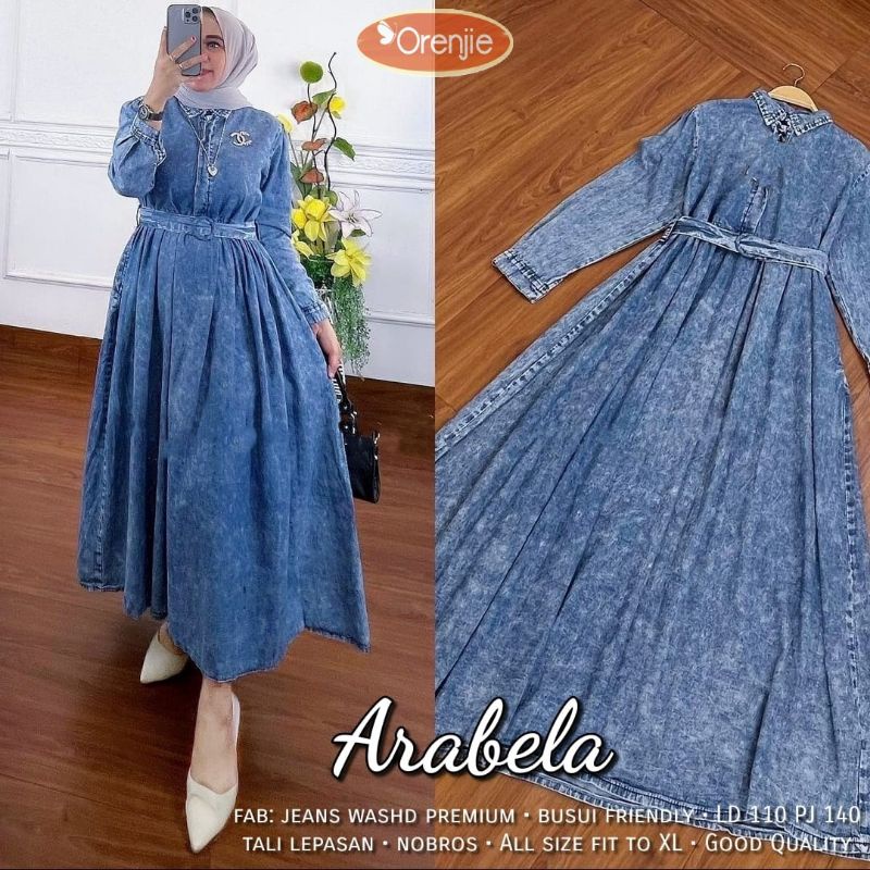 ARABELA DRESS JEANS / GAMIS JEANS / GAMIS JEANS WASH JUMBO ORENJIE