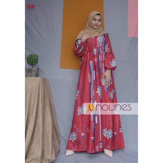 Nounes Hanessa Gamis Muslimah Maxmara Luxury Premium Baju Pesta Maxi Dress Perempuan Premium Baju Perempuan Kekinian