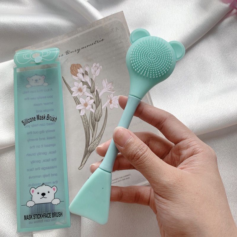 ♥️G.A.SHOP♥️ KUAS MASKER SILIKON BEAR 2IN1 / ALAT PEMBERSIH WAJAH SILIKON BEAR 2IN1