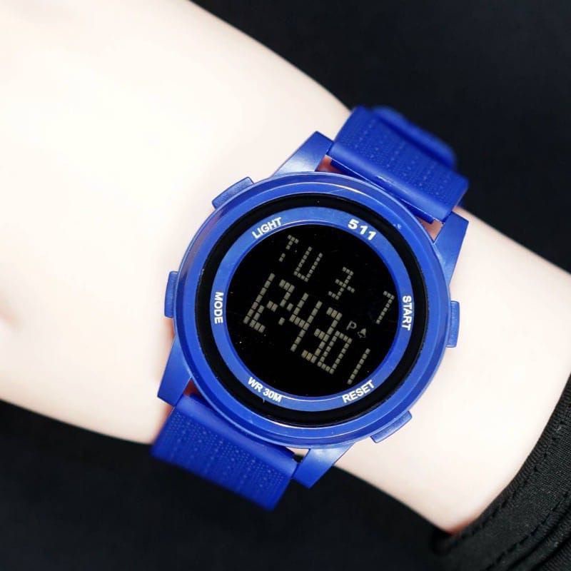 (Cod)Jam Tangan Pria 511 Bulat Digital Anti Air Strap Rubber/Karet(Dikirin Jakarta)