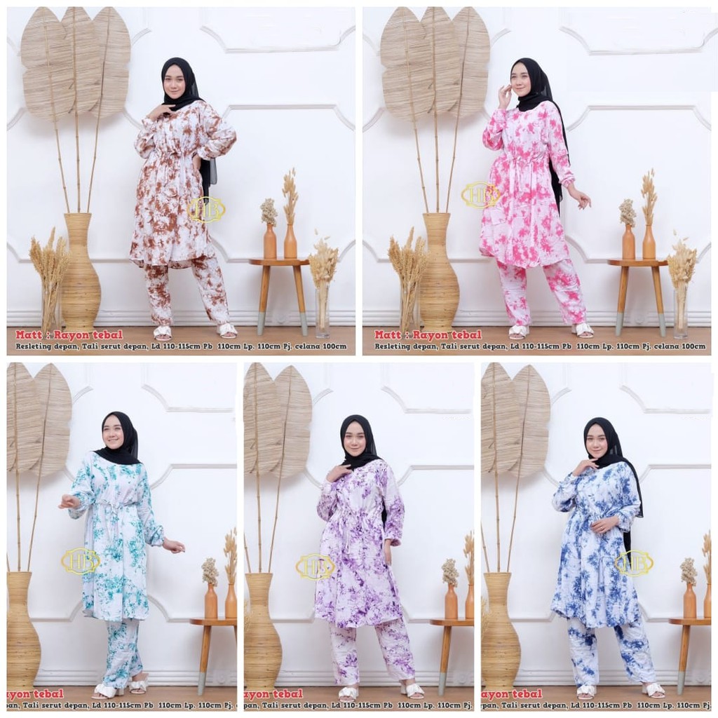 Tunik One set Motif Tie Dye