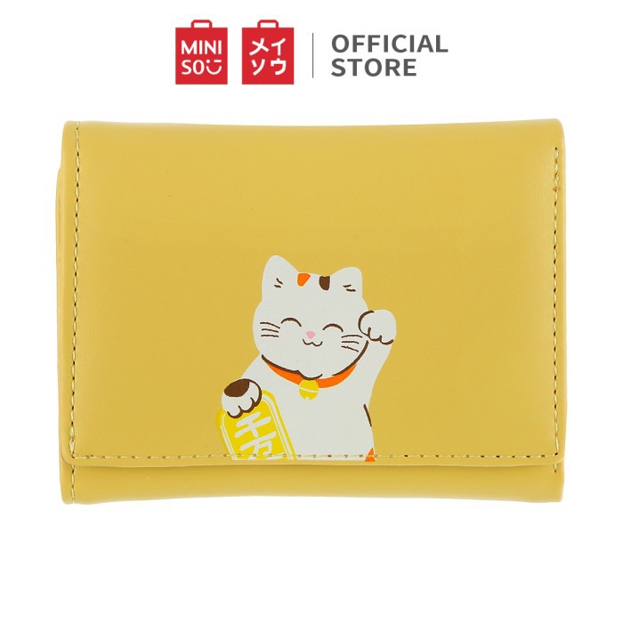MINISO Dompet Wanita Kecil Lipat 3 Mini Pendek Kulit Tokyo Romantis - Lucky Cat Limited