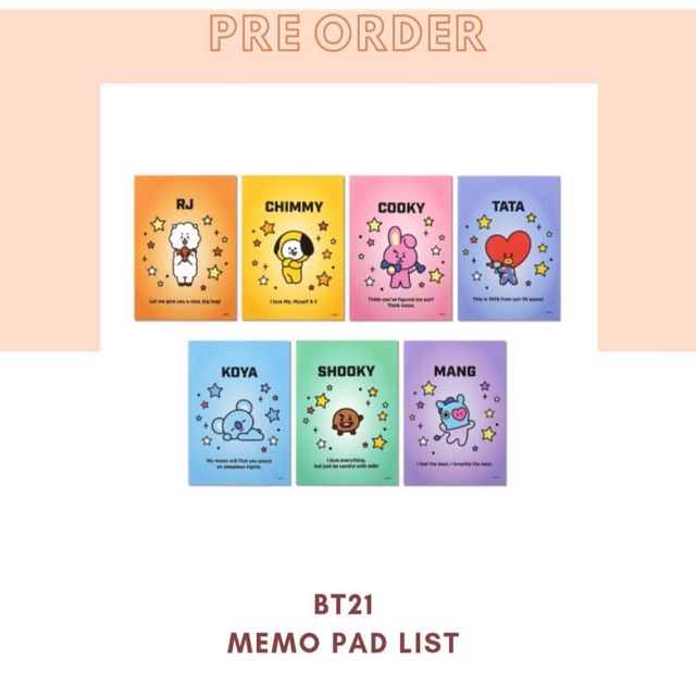 

BT21 Memo Pad List