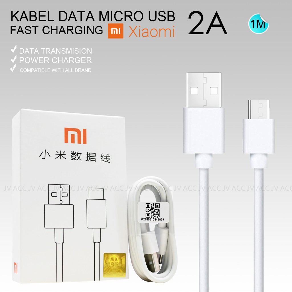 WHITE KABEL DATA MICRO USB 2A ORIGINAL FOR XIAOMI