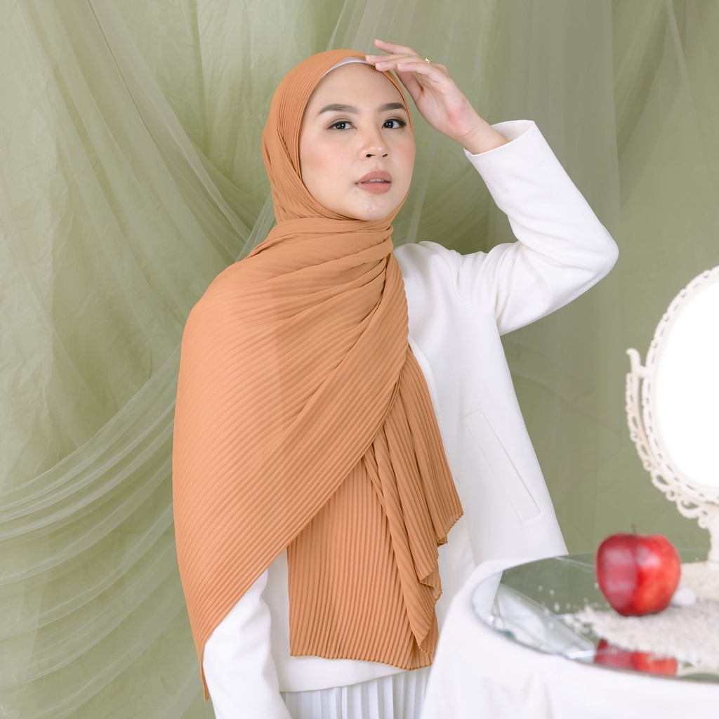 Lozy Hijab - Ayra Pleats Shawl ( Pashmina Full Plisket )-Terracota