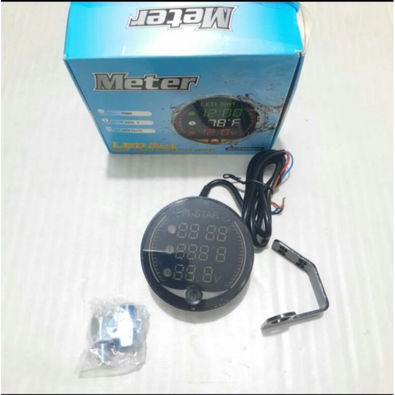 Voltmeter jam celcius - voltmeter bulat 3 in 1 + USB M - star waterproof