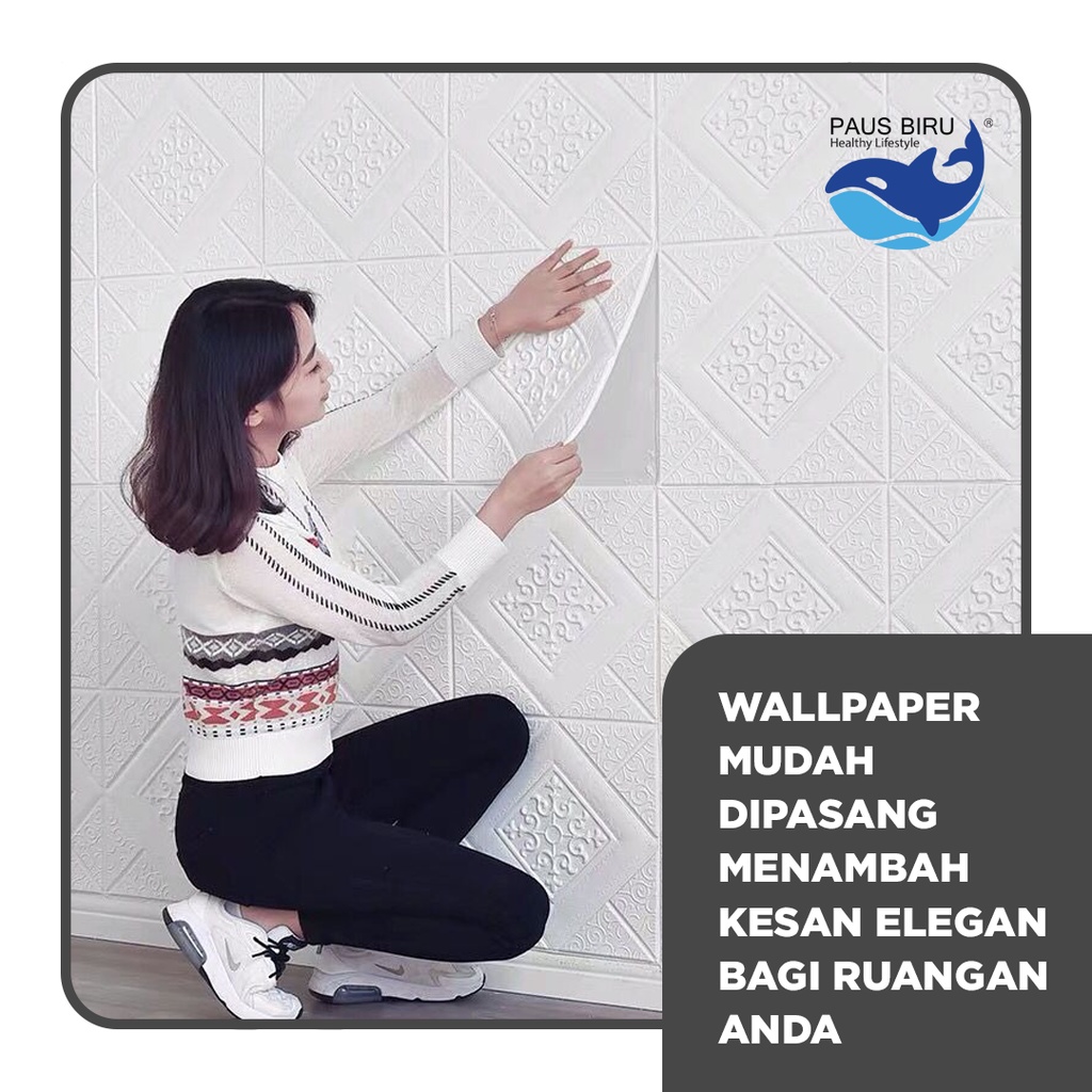 Paus Biru - Wallpaper 3D FOAM / Wallpaper Dinding 3D Motif Foam Batiky/Wallfoam Batik-5