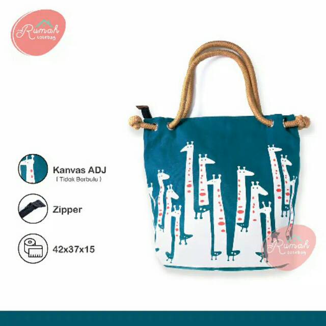 EQ PROMO!!!TOTEBAG Kanvas Tote bag Wanita Tebal Motif LUCU Model Tali Sumbu Tambang BESAR