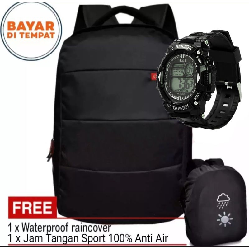 TAS RANSEL LAPTOP PRIA DAN WANITA GRATIS JAM TANGAN PRIA 100% ANTI AIR