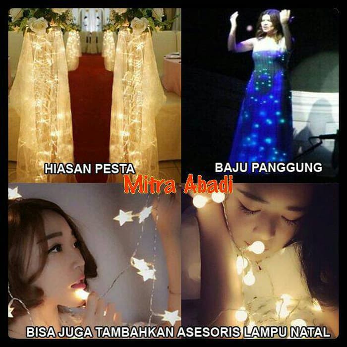 Dijual Lampu Natal LED Kuning Yellow Baterai Batre A2 Panjang 4 meter Murah