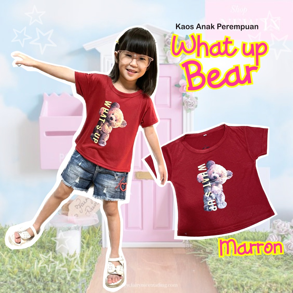 Atasan Kaos Murah Anak Perempuan What's Up Bear CF Kids