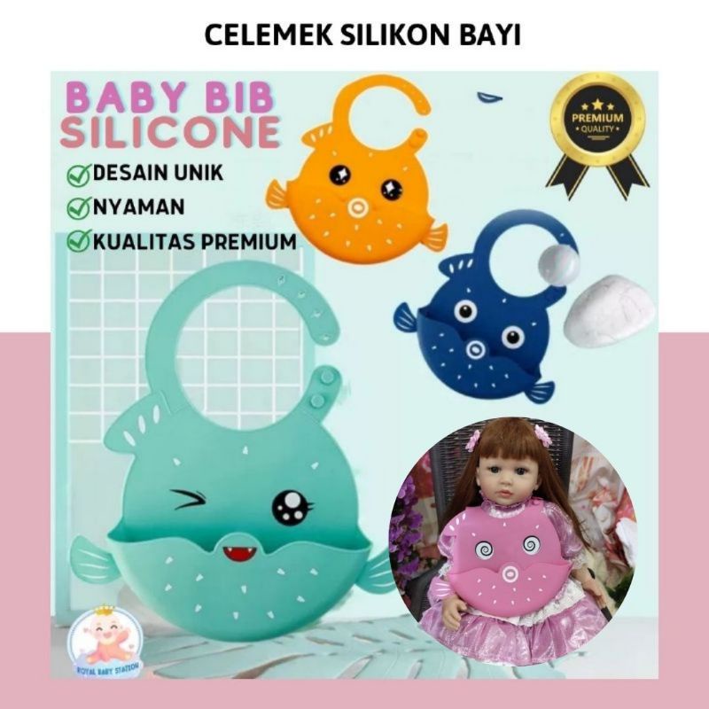 New Slabber Silikon Celemek Bayi Bib Karakter Lucu Premium