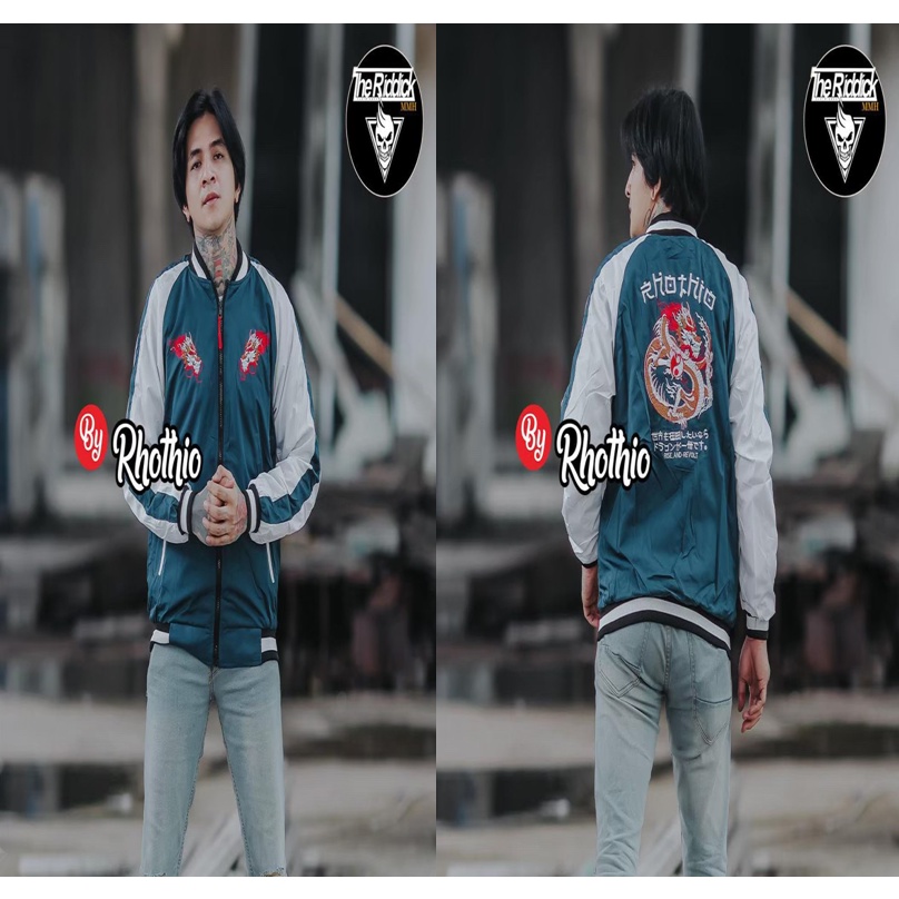 Jaket Bomber Pria Sukajan Full Bordir Orignal Gambar Naga Emblem Jacket bomber Premium Cowok Distro/Bisa Bayar Ditempat/Gratis Ongkir