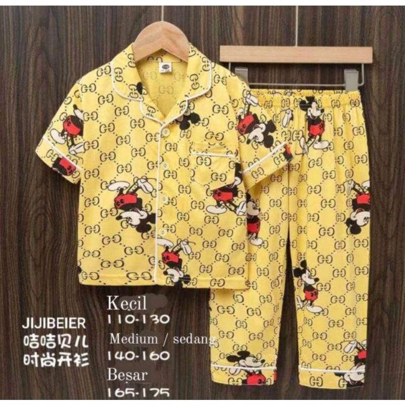 Piyama Anak Import Premium CP Jijibeier motif Mickey Gucci Yellow