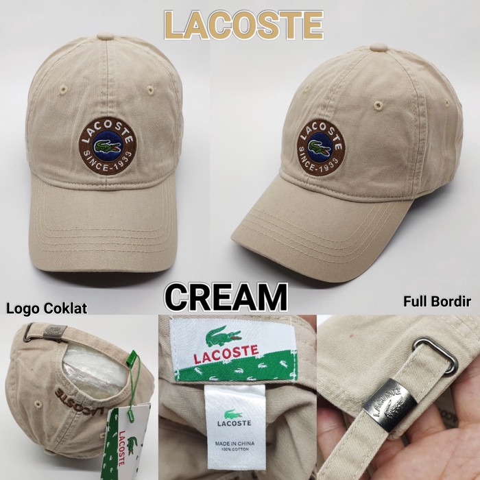 topi lacoste import baseball golf unisex cewek cowok - Cream
