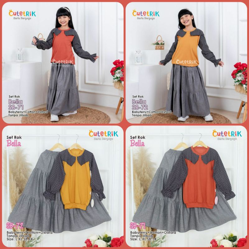 TERBARU SET SETELAN ROK DENIM REMAJA BAJU KAOS ANAK PEREMPUAN MUSLIM DAILY OUTFIT LUCU MODERN CUTETR