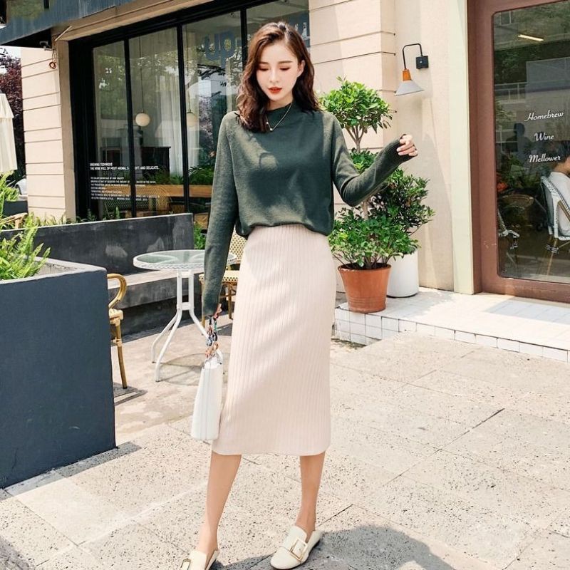 Sora Knit Skirt Rok Panjang Maxi Rajut Korea Premium