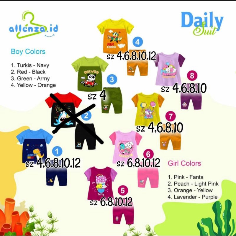 Allenza setelan kaos anak