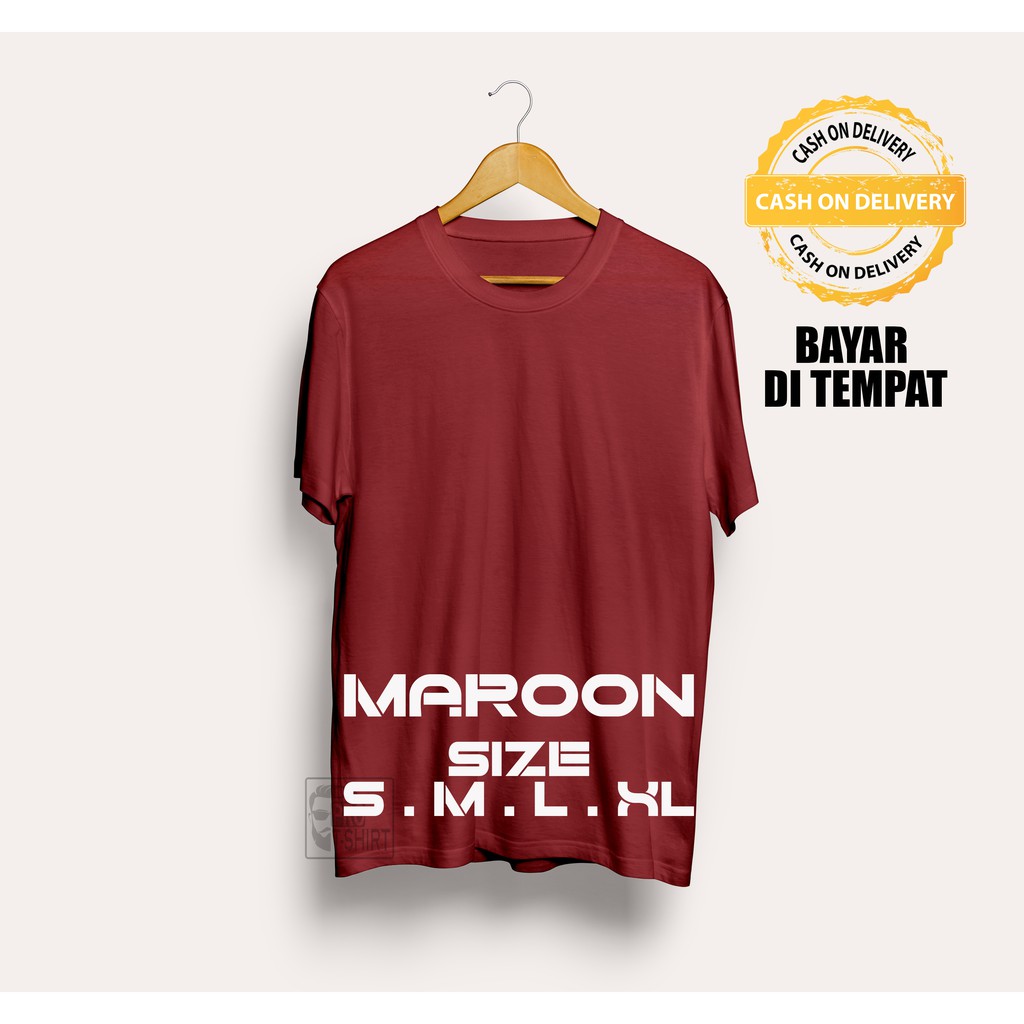 SIZE S M L Kaos Polos 100% ASLI COTTON COMBED 30S MAROON