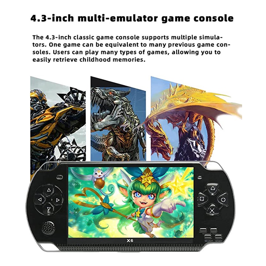 PSP X7 Gameboy Handheld Game Console Player 4.3 Inch 8G Built-in 10000 Games TF Card support TV Out video game