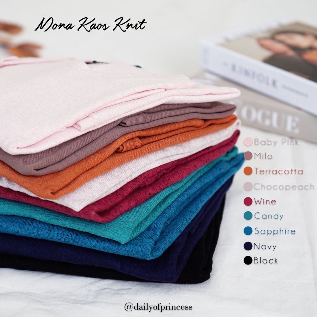 Kaos Polos Rajut Knit/ Mona T-Shirt Premium