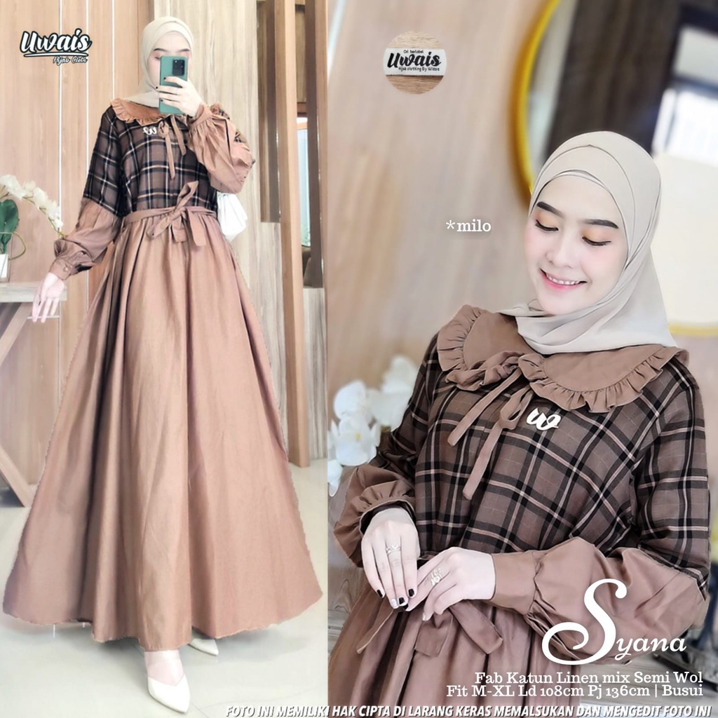 Syana Maxi by Uwais / Dress Korean / Dress kotak / Dress motif tartan