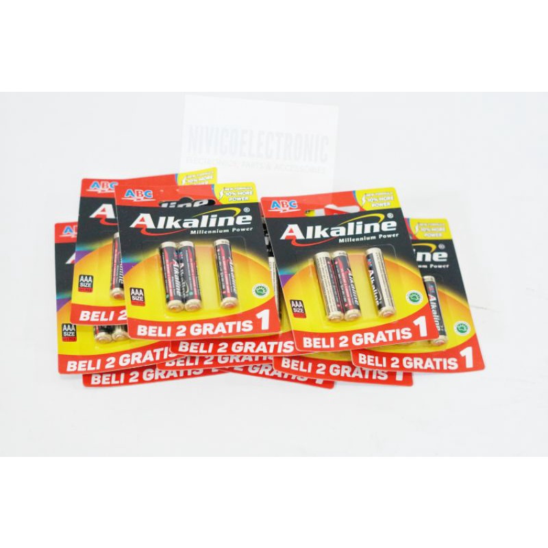 Baterai ABC alkaline AAA a3 beli 2 gratis 1