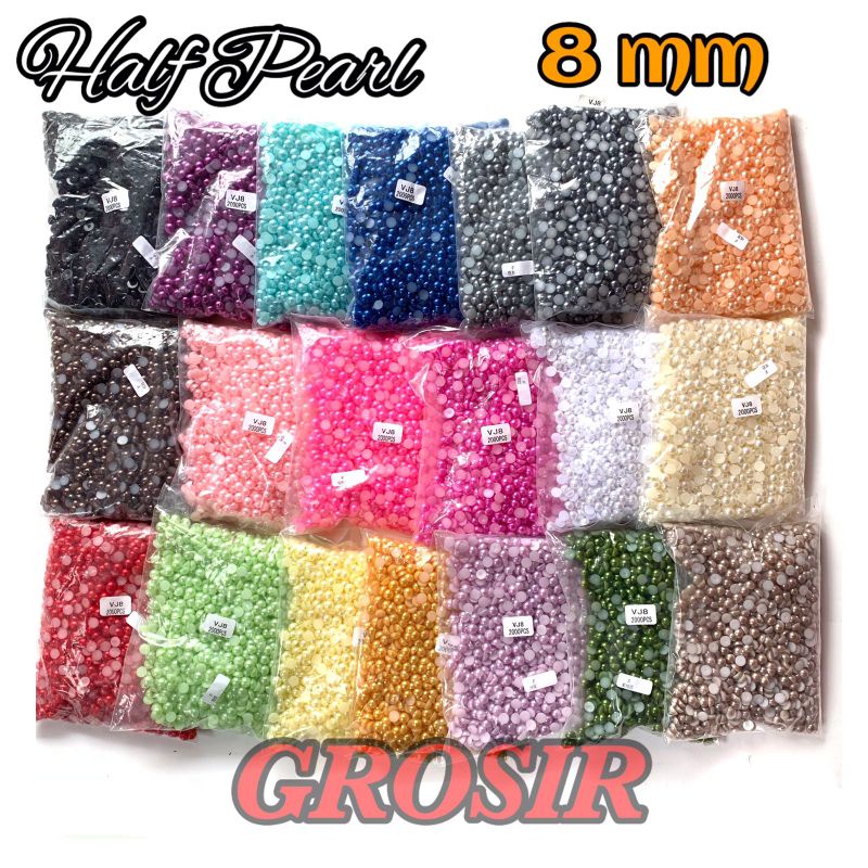 HALFPEARL GROSIR 8mm | Mutiara belah bahan craft kerajinan taabih digital