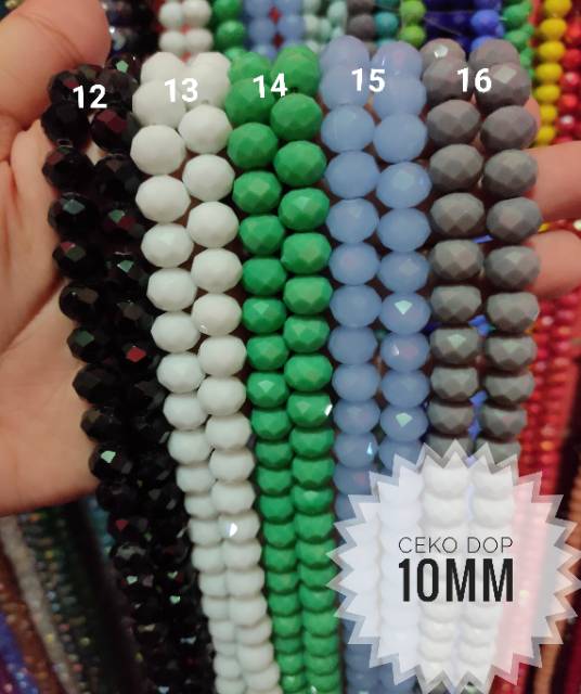 Ceko dop /Kristal dop 10mm warna biasa