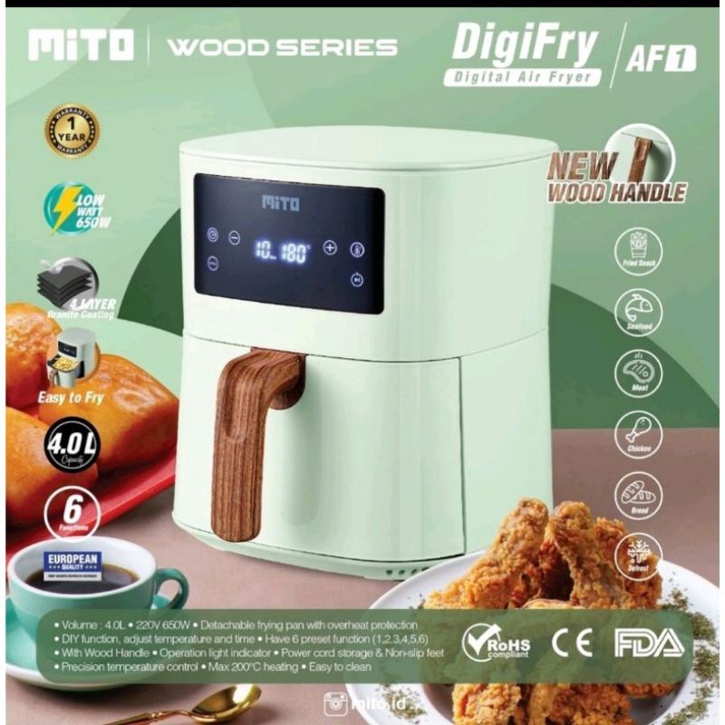 AIR FRYER MITO MITOCHIBA AF 1 / AF 8 AF1 / AF 8 KAPASITAS BER 4 LT DIGIFRY LOW WATT ORIGINAL GARANSI RESMI AIRFRYER AF1