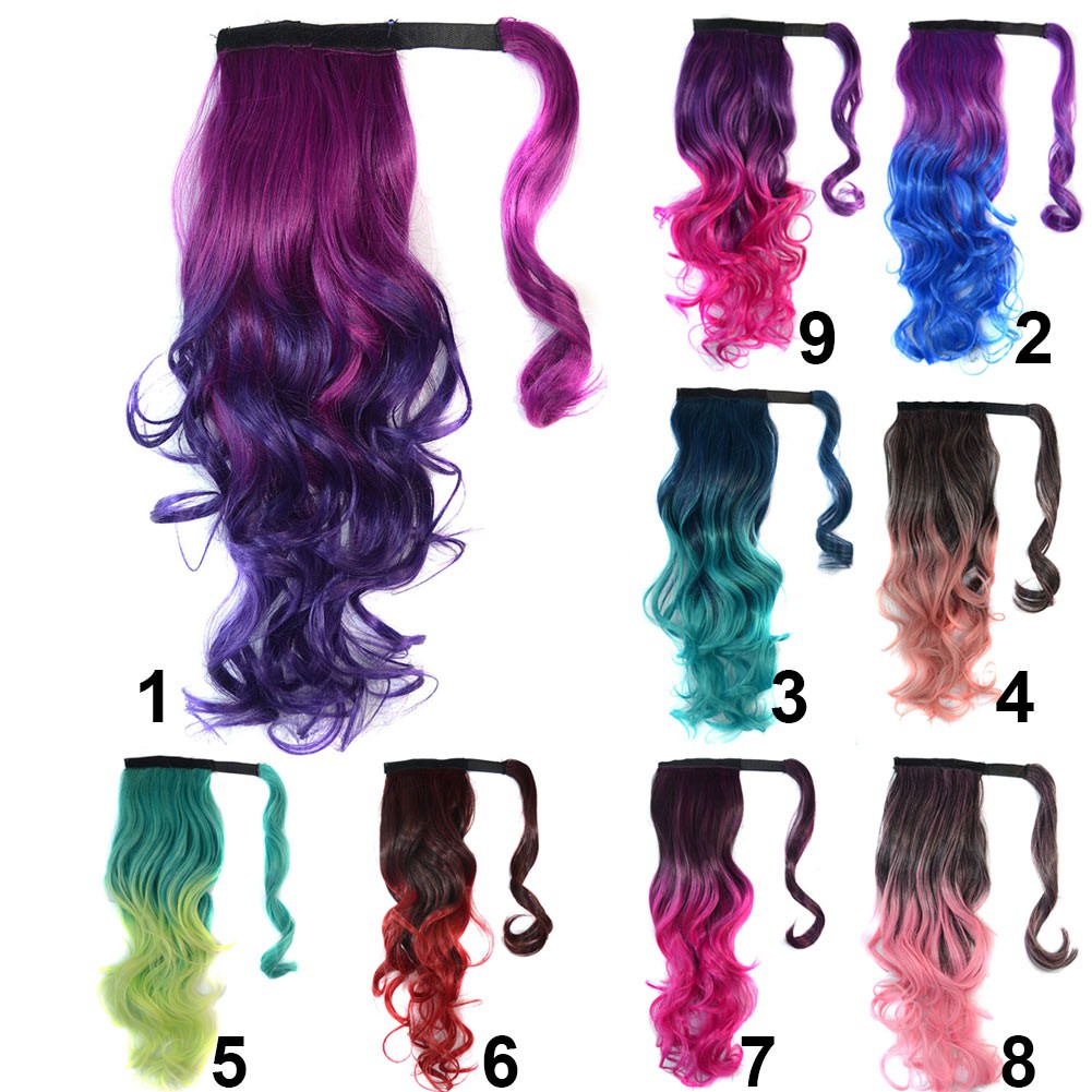 Wig Extension Rambut Wanita Sexy Model Ponytail Ombre Warna Ombre