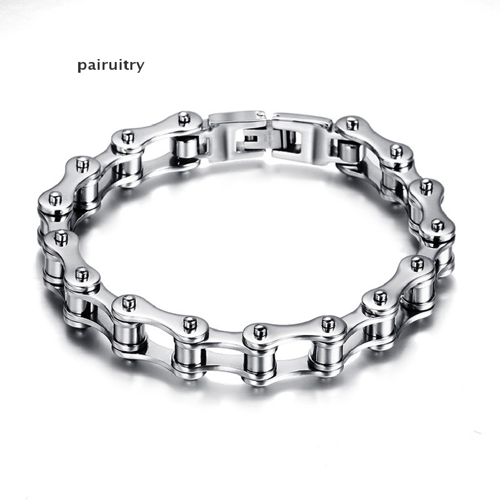 Prt Gelang Tangan Rantai Motor / Sepeda Bahan Stainless Steel 8.5 &quot;Gaya Punk Untuk Pria PRT