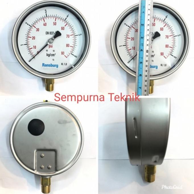 PRESSURE GAUGE 6 INCH 25 BAR(KG/CM2)-BOTTOM RANSBURG (GLYSERYN) sempurn4t Buru Order