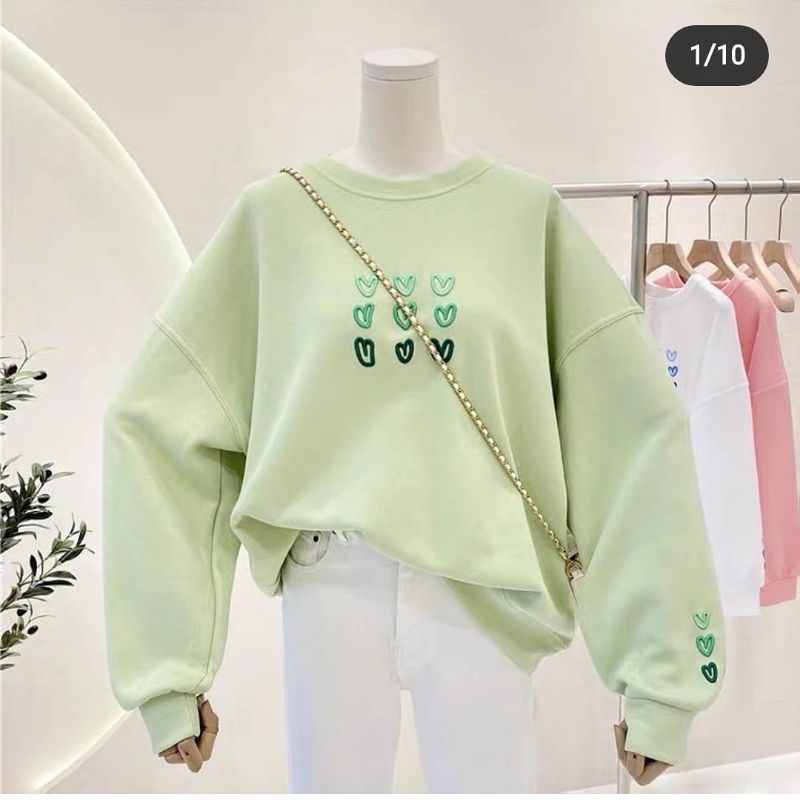 Sweater Polos Crewneck Wanita L &amp; XL Full Love