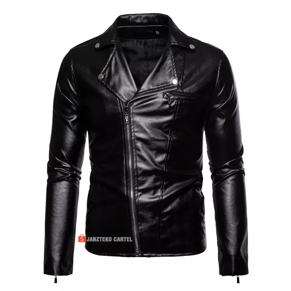 JNK x RACER - Jaket Kulit Sintetis Viena Pria Biker Motor Bahan Faux Synthetic Leather Premium Original Cowok Laki Laki Remaja Dewasa Anak Muda Kekinian Branded Elegan Mens Slim Fit Terbaru 2021 Touring Racing Riding Sunmori Acara Pesta Jalanan Nongkrong