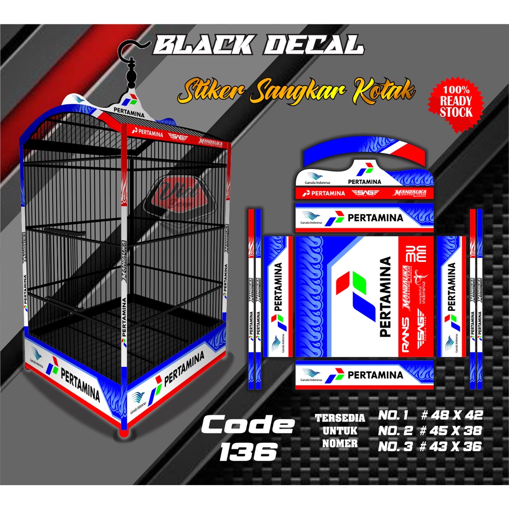 Decal Kandang Kacer Cuca Ijo Kenari Stiker Burung Kotak Radja No 1 2 3