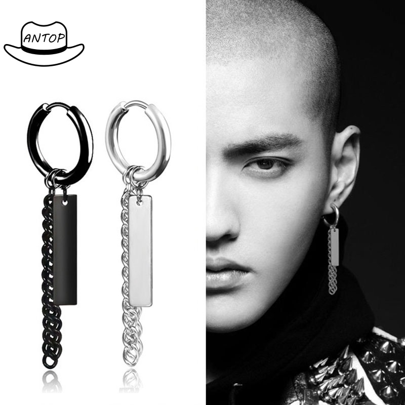 Geometris Rantai Telinga Hoop Anting-Anting Korea Hip Hop Punk Perhiasan Pria Wanita Pesona Anting Fashion Aksesoris ANTOP