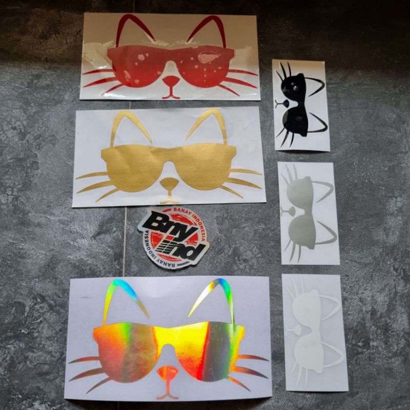 STICKER STIKER KUCING KACA MATA CUTTING