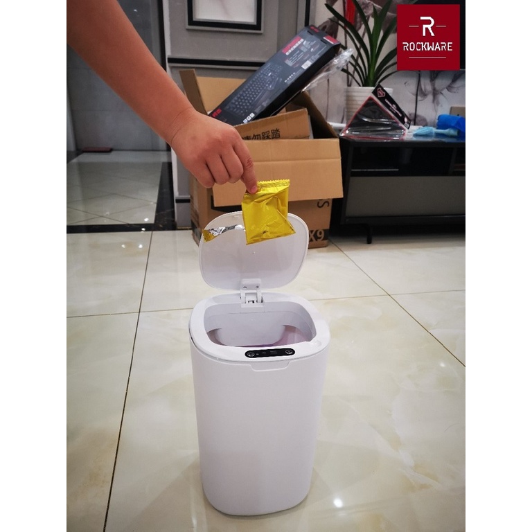 Smart Trash Bin - Tempat Sampah Pintar Sensor Otomatis dan Tombol - Kapasitas 12L - Praktis Modis Keren Lucu