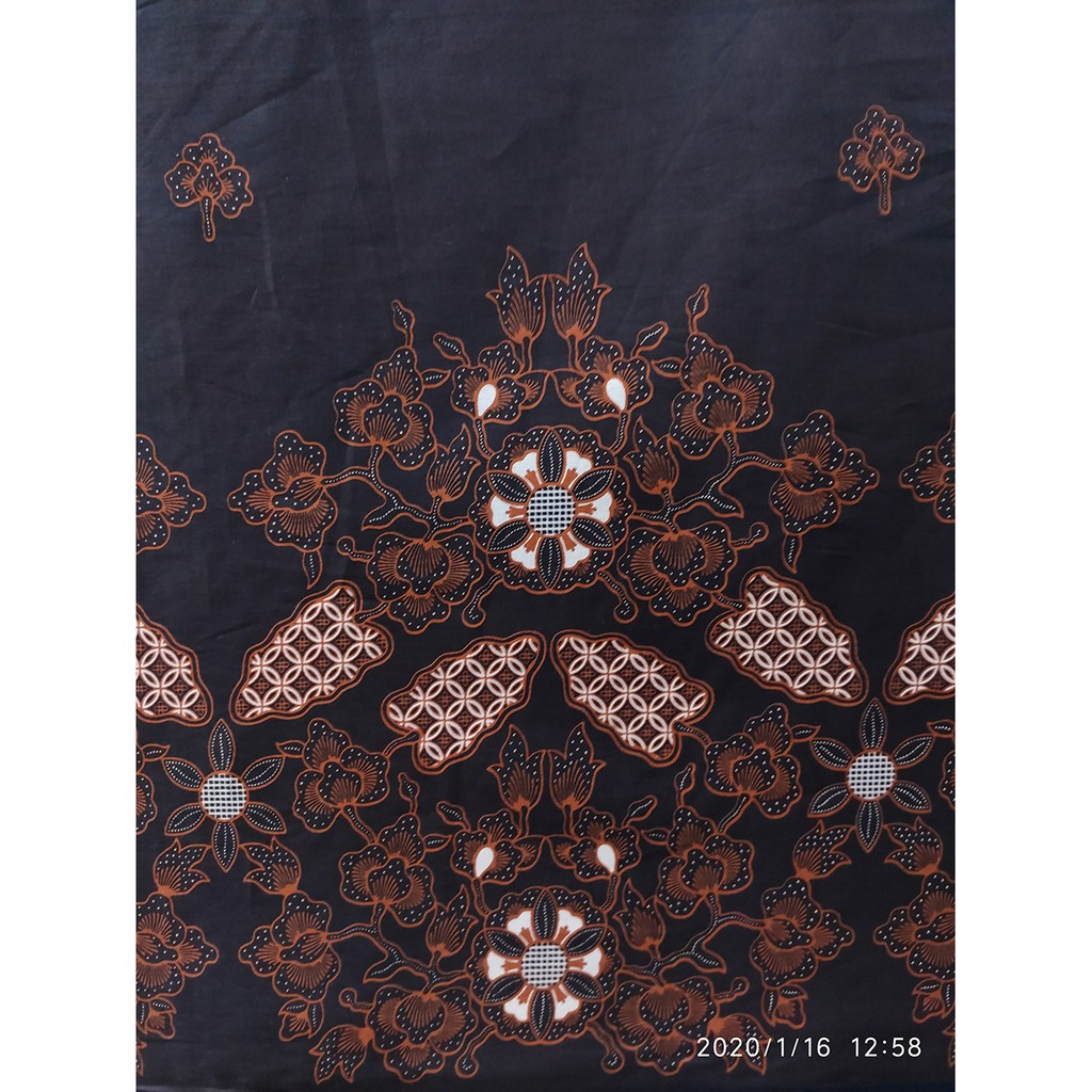 Kain Batik Pinggiran Floral Var1 Hitam