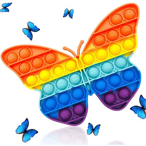 [BISA COD] Pop It Besar Rainbow Segiempat Jumbo Popit Mainan Edukasi Anak-Kupu - Kupu