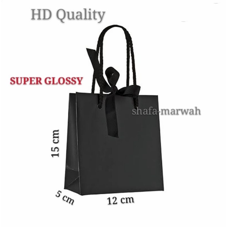 

SUPER GLOSSY Paperbag super black.with black ribbon | shopee indonesia.