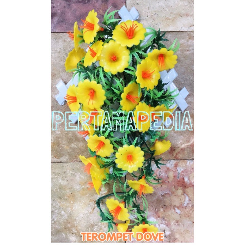 C5 BUNGA TEROMPET PLASTIK/Bunga Artificial/Bunga Dekorasi/Bunga Hiasan/Bunga Dinding/Bunga Pajangan-Kuning