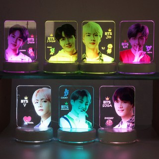 Lampu Meja  Malam LED Penuh Warna Bahan Plastik  Acrylic BTS 