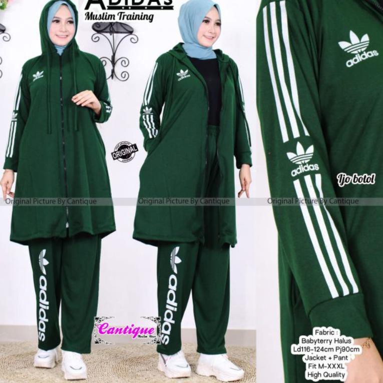 ADIDAS MUSLIM TRAINING SET ~ BAJU OLAHRAGA WANITA ~ JUMBO LD 116 (KODE K858)