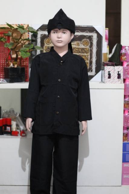 stelan baju celana pangsi silat anak anak batik dan polos tradisional sunda jawa betawi uk 7-10 tahun