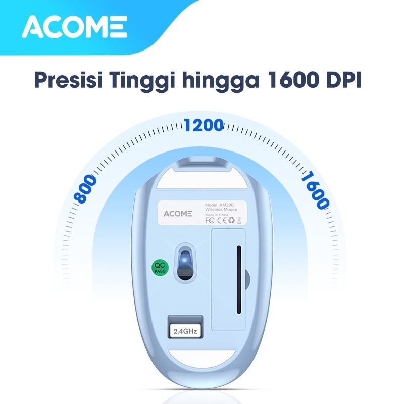 Acome Mouse Wireless Silent Click Desain Sports Car AM200 Garansi Resmi 1 Tahun