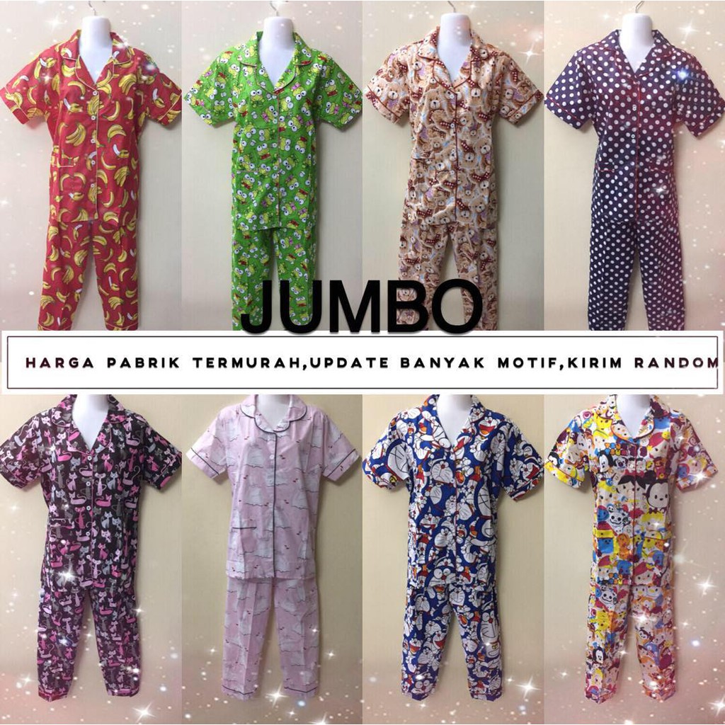 Grosir Baju Tidur Stelan Dewasa Cp Jumbo Katun Jepang Wanita Baby Doll Piyama Murah Shopee Indonesia