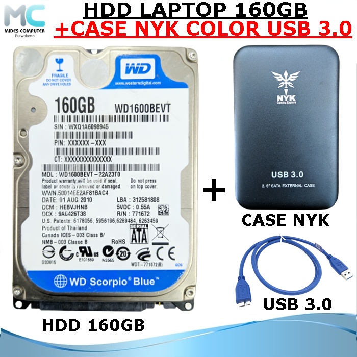 HDD Harddisk Hardisk External Laptop 160GB Sata Merk Campur Usb 3.0