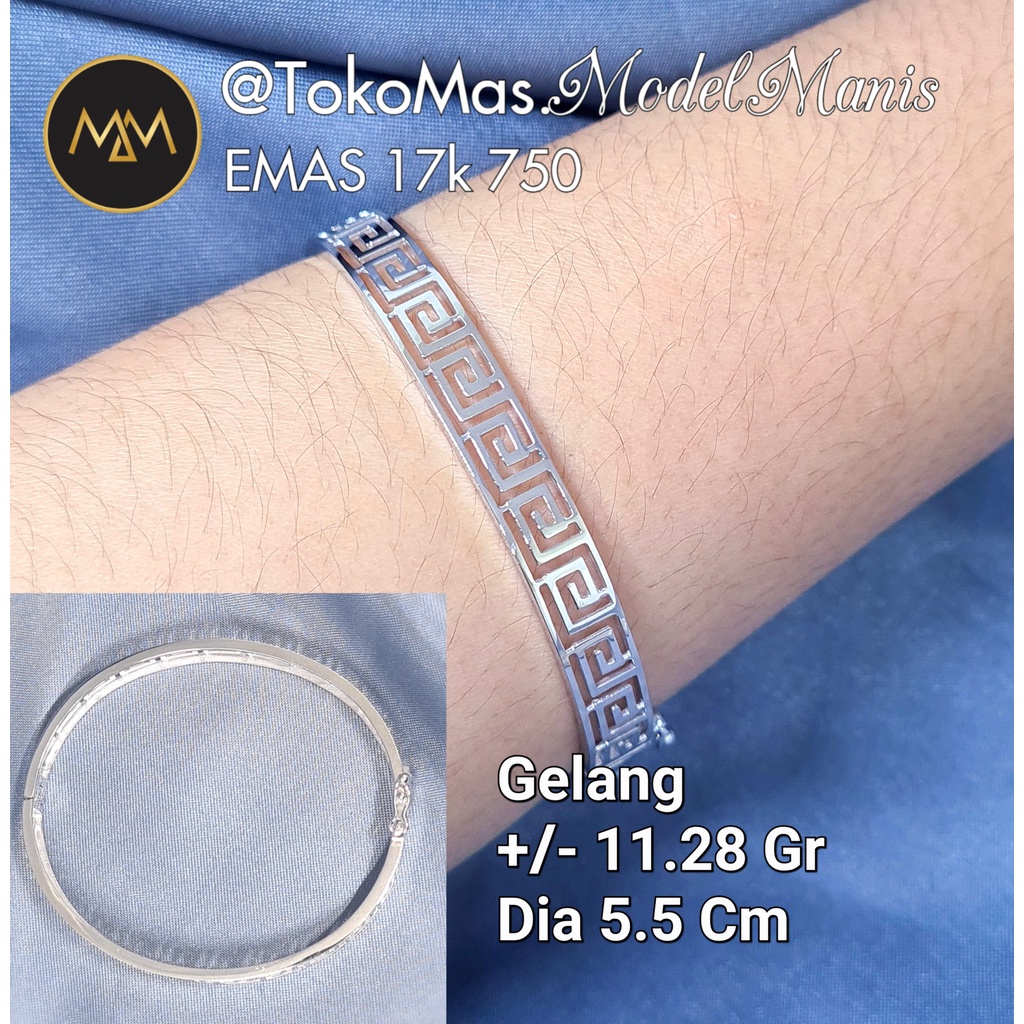 Gelang Bangle Motif Versace emas putih 750 kadar 17k